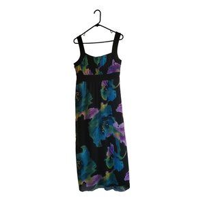 Enfocus Floral Black Crepe Petite Size 12 Maxi Dress